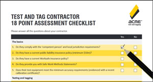 test and tag contractor checklist by ACME Test and Tagging
